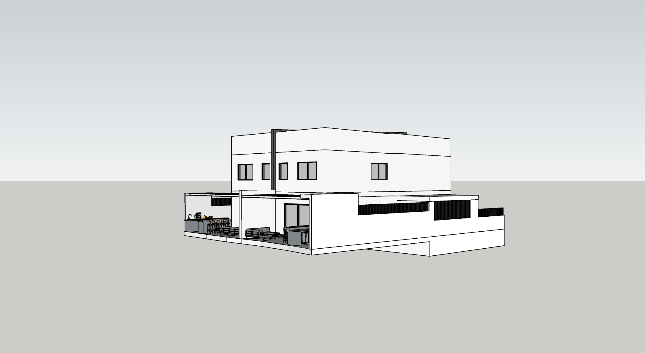 Backside perspective highlighting seamless integration with outdoor space